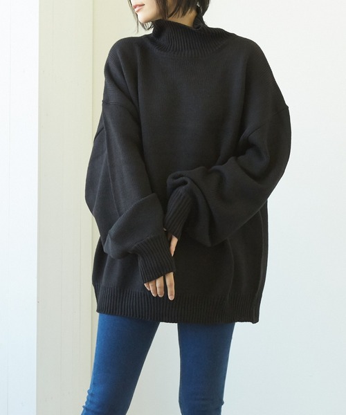 VIBGYOR(ヴィブジョー)の「【豊富なカラー展開】5GGハイネックニット(BL)(ニット/セーター・レディース・チャコールグレー/ブラウン/ベージュ/グリーン系その他/ネイビー/ブラック/ブルーグレー/グレイッシュベージュ/グリーン・MEDIUM/LARGE/X-LARGE)」の2枚目の写真