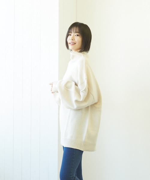 VIBGYOR(ヴィブジョー)の「【豊富なカラー展開】5GGハイネックニット(BL)(ニット/セーター・レディース・チャコールグレー/ブラウン/ベージュ/グリーン系その他/ネイビー/ブラック/ブルーグレー/グレイッシュベージュ/グリーン・MEDIUM/LARGE/X-LARGE)」の13枚目の写真