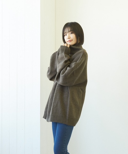 VIBGYOR(ヴィブジョー)の「【豊富なカラー展開】5GGハイネックニット(BL)(ニット/セーター・レディース・チャコールグレー/ブラウン/ベージュ/グリーン系その他/ネイビー/ブラック/ブルーグレー/グレイッシュベージュ/グリーン・MEDIUM/LARGE/X-LARGE)」の16枚目の写真
