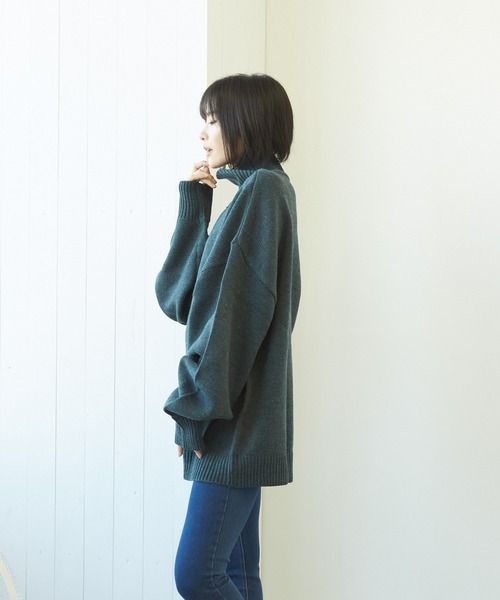 VIBGYOR(ヴィブジョー)の「【豊富なカラー展開】5GGハイネックニット(BL)(ニット/セーター・レディース・チャコールグレー/ブラウン/ベージュ/グリーン系その他/ネイビー/ブラック/ブルーグレー/グレイッシュベージュ/グリーン・MEDIUM/LARGE/X-LARGE)」の20枚目の写真