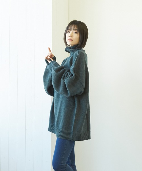 VIBGYOR(ヴィブジョー)の「【豊富なカラー展開】5GGハイネックニット(BL)(ニット/セーター・レディース・チャコールグレー/ブラウン/ベージュ/グリーン系その他/ネイビー/ブラック/ブルーグレー/グレイッシュベージュ/グリーン・MEDIUM/LARGE/X-LARGE)」の21枚目の写真