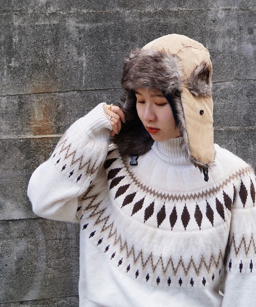 179/WG（イチナナキュウダブルジー）の「ファーフライトキャップ（キャップ・レディース・ブラック/ベージュ・FREE）」の17枚目の写真