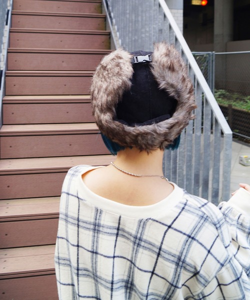 179/WG（イチナナキュウダブルジー）の「ファーフライトキャップ（キャップ・レディース・ブラック/ベージュ・FREE）」の21枚目の写真