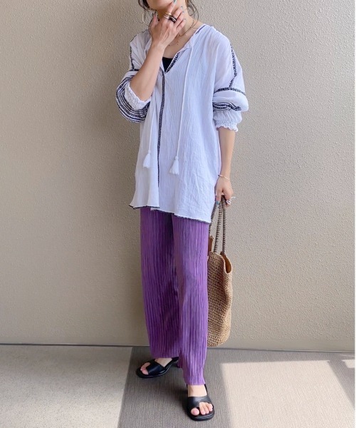 feepur（フェピュール）の「【セルフカット】プリーツクロスイージーパンツ（その他パンツ・レディース・ブラック/ベージュ/レッド/グリーン系その他/ブルーグリーン/グレイッシュブルー/パープル/ブラウン/グレー系その他/グリーン・MEDIUM）」の21枚目の写真