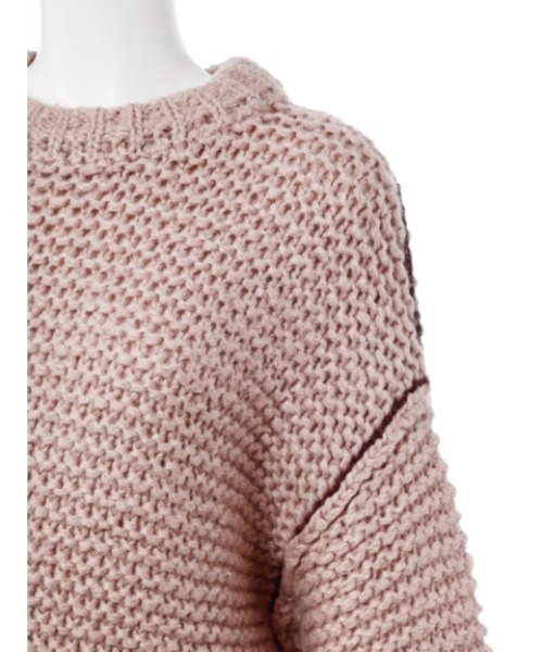 Mila Owen（ミラオーウェン）の「【WEB限定】ステッチデザインニット（ニット/セーター・レディース・ダークブラウン/ベージュ/ピンク・FREE）」の8枚目の写真