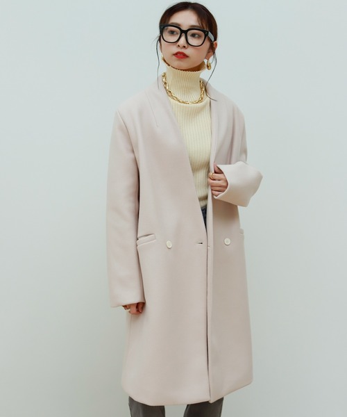 Birthday room（バースデイルーム）の「ウールライクシンプルノーカラーコート（ノーカラーコート・レディース・ブラック/グレー/グリーン/ナチュラル・FREE）」の3枚目の写真