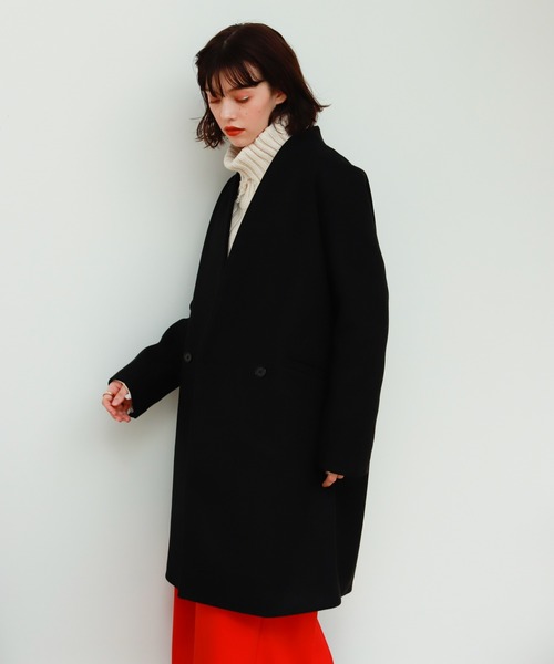 Birthday room（バースデイルーム）の「ウールライクシンプルノーカラーコート（ノーカラーコート・レディース・ブラック/グレー/グリーン/ナチュラル・FREE）」の2枚目の写真