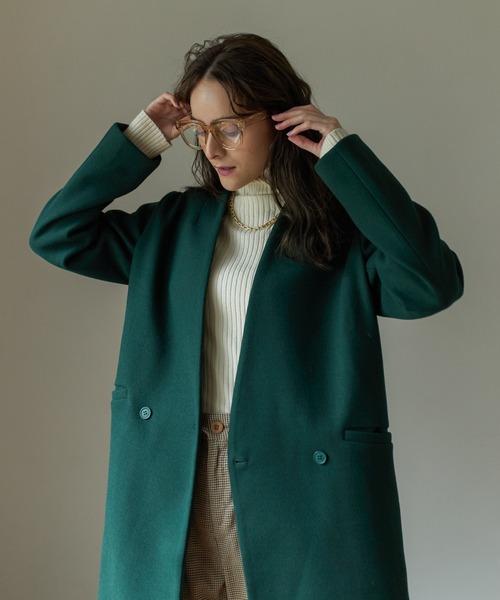 Birthday room（バースデイルーム）の「ウールライクシンプルノーカラーコート（ノーカラーコート・レディース・ブラック/グレー/グリーン/ナチュラル・FREE）」の20枚目の写真