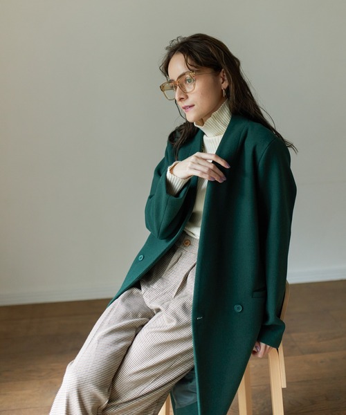 Birthday room（バースデイルーム）の「ウールライクシンプルノーカラーコート（ノーカラーコート・レディース・ブラック/グレー/グリーン/ナチュラル・FREE）」の17枚目の写真