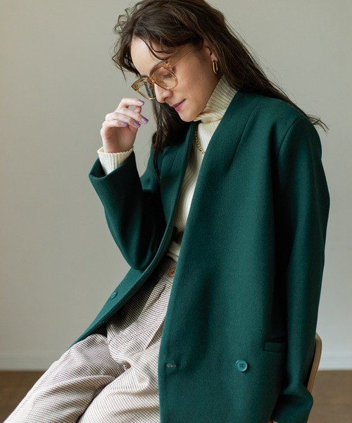 Birthday room（バースデイルーム）の「ウールライクシンプルノーカラーコート（ノーカラーコート・レディース・ブラック/グレー/グリーン/ナチュラル・FREE）」の7枚目の写真