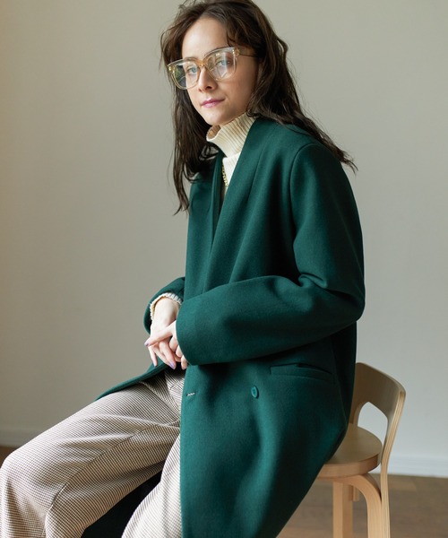 Birthday room（バースデイルーム）の「ウールライクシンプルノーカラーコート（ノーカラーコート・レディース・ブラック/グレー/グリーン/ナチュラル・FREE）」の21枚目の写真