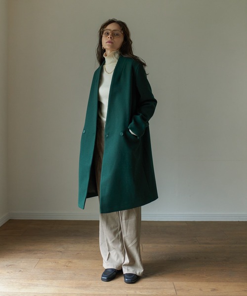 Birthday room（バースデイルーム）の「ウールライクシンプルノーカラーコート（ノーカラーコート・レディース・ブラック/グレー/グリーン/ナチュラル・FREE）」の18枚目の写真