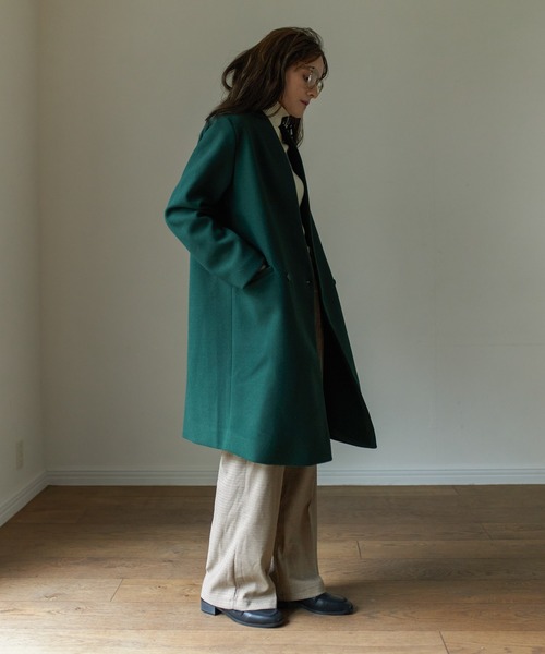 Birthday room（バースデイルーム）の「ウールライクシンプルノーカラーコート（ノーカラーコート・レディース・ブラック/グレー/グリーン/ナチュラル・FREE）」の8枚目の写真