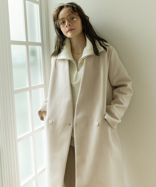 Birthday room（バースデイルーム）の「ウールライクシンプルノーカラーコート（ノーカラーコート・レディース・ブラック/グレー/グリーン/ナチュラル・FREE）」の14枚目の写真