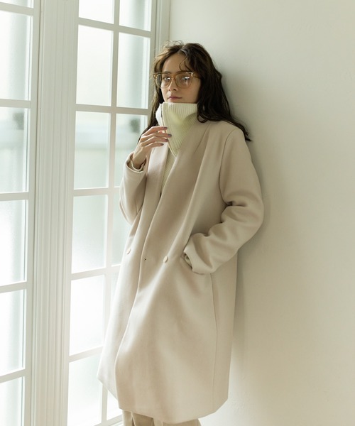 Birthday room（バースデイルーム）の「ウールライクシンプルノーカラーコート（ノーカラーコート・レディース・ブラック/グレー/グリーン/ナチュラル・FREE）」の11枚目の写真