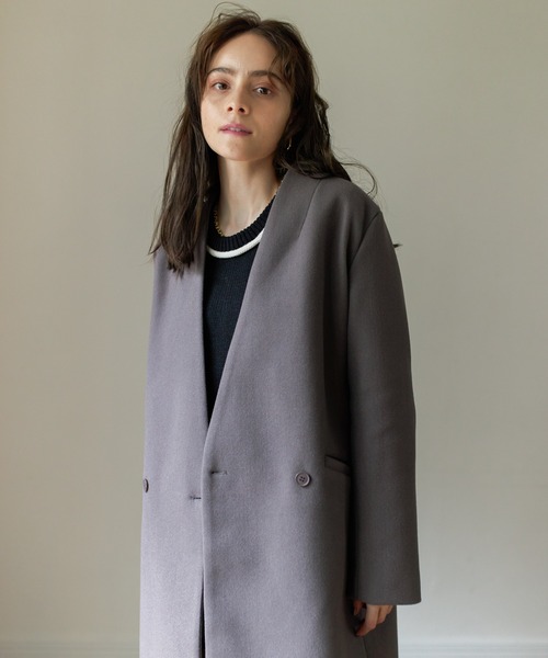 Birthday room（バースデイルーム）の「ウールライクシンプルノーカラーコート（ノーカラーコート・レディース・ブラック/グレー/グリーン/ナチュラル・FREE）」の13枚目の写真