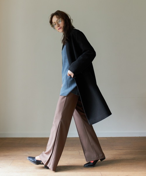 Birthday room（バースデイルーム）の「ウールライクシンプルノーカラーコート（ノーカラーコート・レディース・ブラック/グレー/グリーン/ナチュラル・FREE）」の12枚目の写真