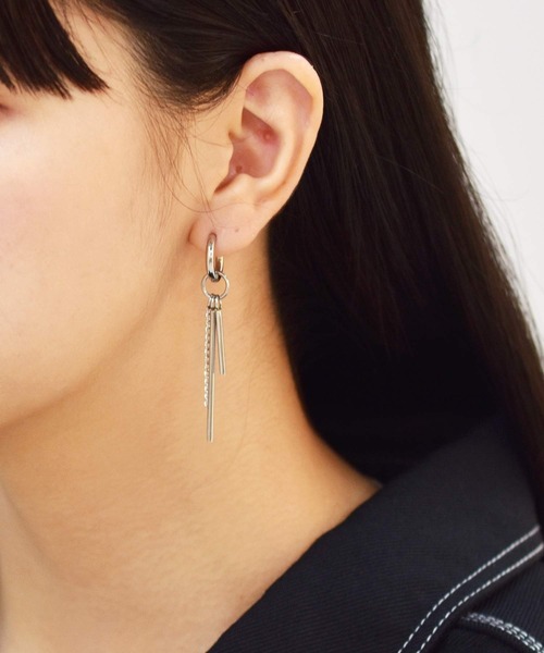 LHME(エルエイチエムイー)の「【LHME】リンクドロップピアス/サージカルステンレス 2EA003(ピアス(片耳用)・メンズ・シルバー/シルバー系その他・FREE)」の3枚目の写真