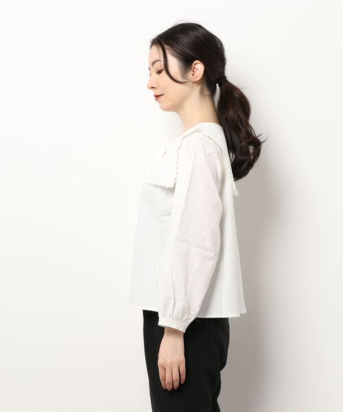 flower（フラワー）の「スクエアカラーブラウス（シャツ/ブラウス・レディース・ホワイト/ブラウン・FREE）」の15枚目の写真