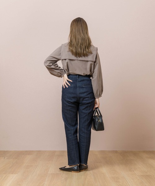 flower（フラワー）の「スクエアカラーブラウス（シャツ/ブラウス・レディース・ホワイト/ブラウン・FREE）」の5枚目の写真