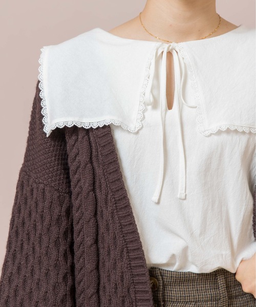 flower（フラワー）の「スクエアカラーブラウス（シャツ/ブラウス・レディース・ホワイト/ブラウン・FREE）」の20枚目の写真