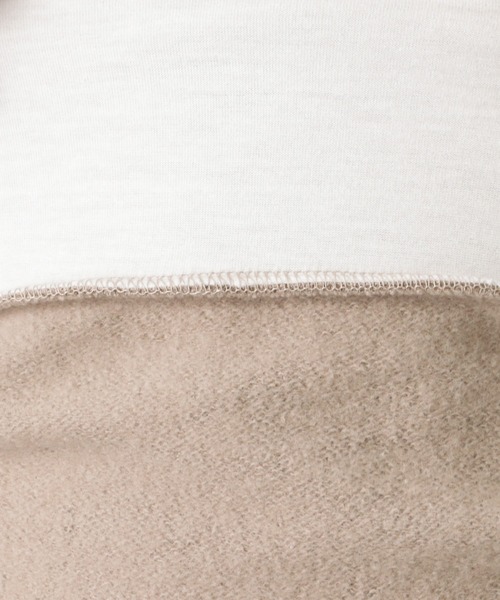 Mac-House（マックハウス）の「UNDERWRAPS アンダーラップス ビッグシルエット フェイクレイヤード ロゴ刺繍 裏起毛スウェットトレーナー（スウェット・レディース・ベージュ/グリーン/チャコール・フリー）」の13枚目の写真