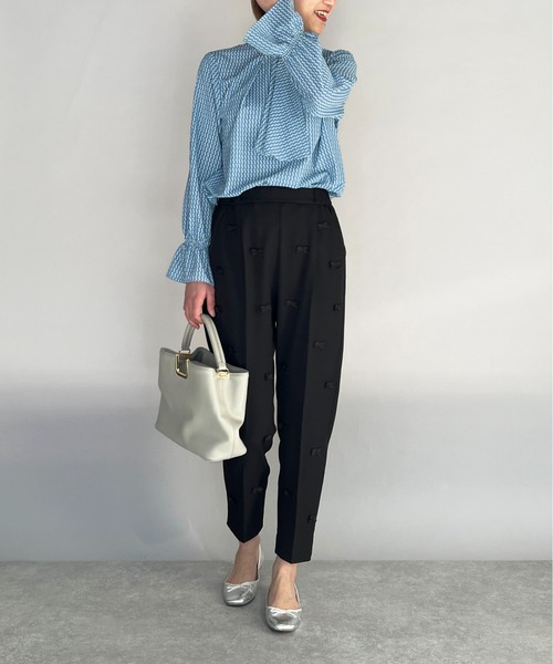 PICCIN(ピッチン)の「レトロプリントボウタイブラウス(シャツ/ブラウス・レディース・ベージュ/サックスブルー/ピンク・M)」の9枚目の写真