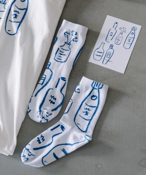 POU DOU DOU（プードゥドゥ）の「総柄インクジェットプリント靴下（ソックス/靴下・レディース・ホワイト/ブラック/オフホワイト/その他10/その他11/スミクロ・8）」の3枚目の写真
