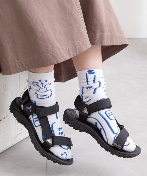 POU DOU DOU（プードゥドゥ）の「総柄インクジェットプリント靴下（ソックス/靴下・レディース・ホワイト/ブラック/オフホワイト/その他10/その他11/スミクロ・8）」の7枚目の写真