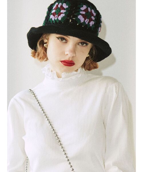 jouetie(ジュエティ)の「クロシェニットハット(ハット・レディース・ブラック/ブラウン/オフホワイト・FREE)」の1枚目の写真