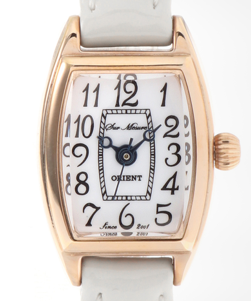 極美品 稼働品 ORIENT オリエント ホワイト ゴールド レザー クォーツ 