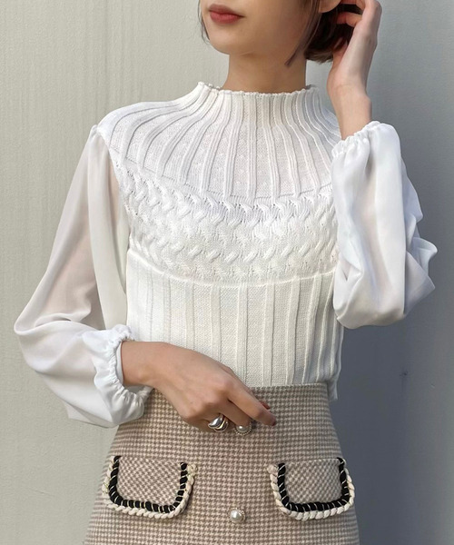 セール Titty Co Petit シフォンスリーブプチハイニットトップス ニット セーター Titty Co Petit ティティーアンドコープチ のファッション通販 Zozotown