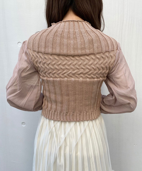 titty&Co. PETIT(ティティアンドコープティ)の「【titty&Co.PETIT】シフォンスリーブプチハイニットトップス(ニット/セーター・レディース・ホワイト/ブラック/ベージュ/ピンク・FREE)」の12枚目の写真