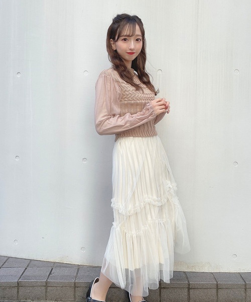 titty&Co. PETIT(ティティアンドコープティ)の「【titty&Co.PETIT】シフォンスリーブプチハイニットトップス(ニット/セーター・レディース・ホワイト/ブラック/ベージュ/ピンク・FREE)」の11枚目の写真