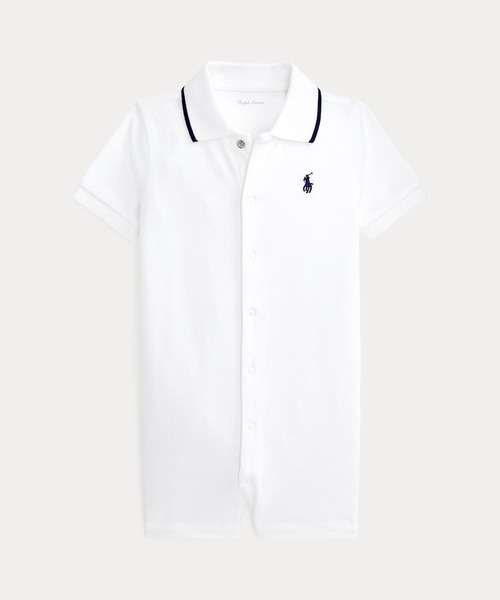 POLO RALPH LAUREN CHILDRENSWEAR(ポロ ラルフ ローレン チルドレンズウェア)の「ソフト コットン ポロ ショートオール(ロンパース・キッズ・ホワイト・12M/6M/3M/9M)」の1枚目の写真