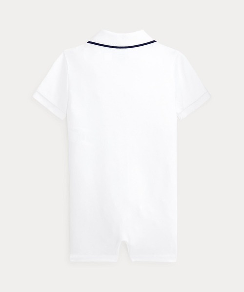 POLO RALPH LAUREN CHILDRENSWEAR(ポロ ラルフ ローレン チルドレンズウェア)の「ソフト コットン ポロ ショートオール(ロンパース・キッズ・ホワイト・12M/6M/3M/9M)」の4枚目の写真