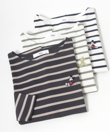 Disney（ディズニー）の「Disney ミッキーマウス ワンポイント刺繍ボーダーロンT（Tシャツ/カットソー）」