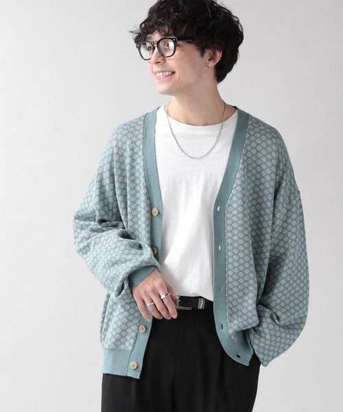 RAGEBLUE（レイジブルー）の「コモン柄ニットカーディガン/264665（カーディガン/ボレロ・メンズ・ブラック/パープル/ライトグリーン・MEDIUM/LARGE）」の16枚目の写真