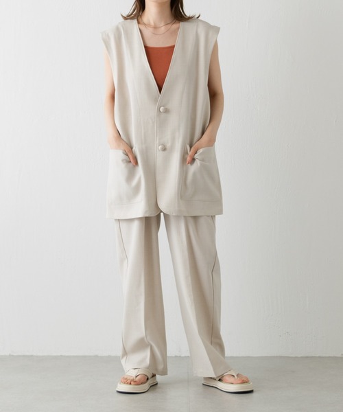 WHIMSIC（ウィムジック）の「【WHIMSIC】ノーカラーベスト（ベスト・レディース・ブラック/アイボリー・FREE）」の10枚目の写真