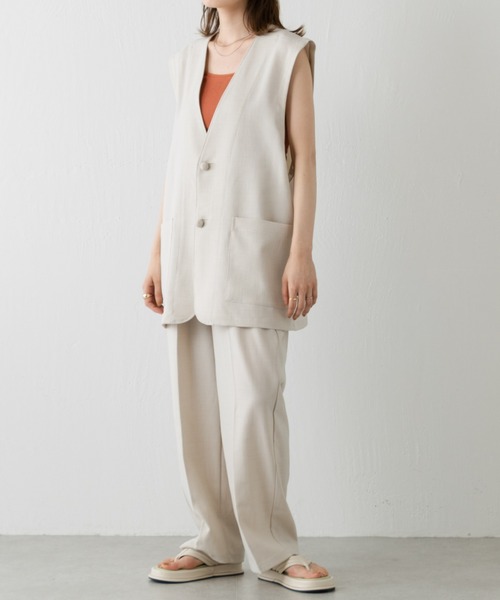 WHIMSIC（ウィムジック）の「【WHIMSIC】ノーカラーベスト（ベスト・レディース・ブラック/アイボリー・FREE）」の11枚目の写真