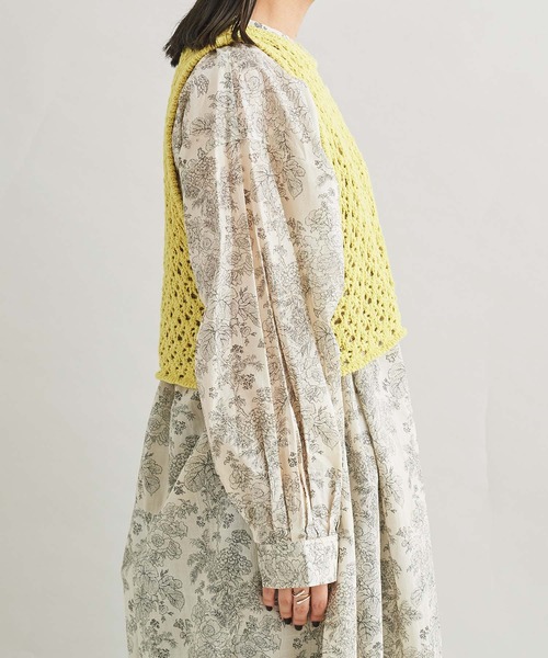 cardo fabrica（カルドファブリカ）の「リリヤーン透かし編みショート丈ベスト（ベスト・レディース・ホワイト/イエロー・FREE）」の18枚目の写真