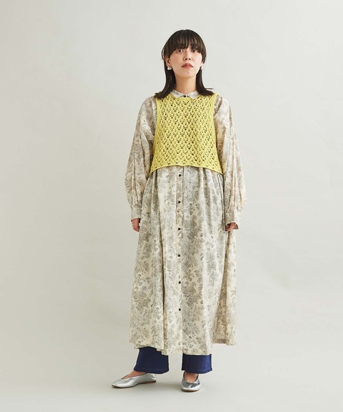 cardo fabrica（カルドファブリカ）の「リリヤーン透かし編みショート丈ベスト（ベスト・レディース・ホワイト/イエロー・FREE）」の7枚目の写真