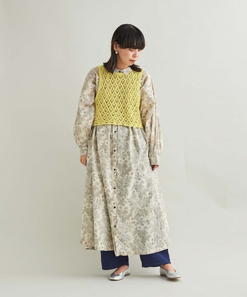 cardo fabrica（カルドファブリカ）の「リリヤーン透かし編みショート丈ベスト（ベスト・レディース・ホワイト/イエロー・FREE）」の20枚目の写真