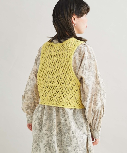 cardo fabrica（カルドファブリカ）の「リリヤーン透かし編みショート丈ベスト（ベスト・レディース・ホワイト/イエロー・FREE）」の19枚目の写真