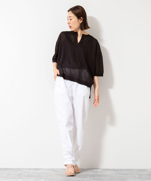 NOLLEY’S（ノーリーズ）の「【WEB限定サイズあり】ナイロン撥水タフタベイカーパンツ（その他パンツ・レディース・ブルー/ホワイト/ブラック/オレンジ/ライトグリーン・40/38/36）」の9枚目の写真