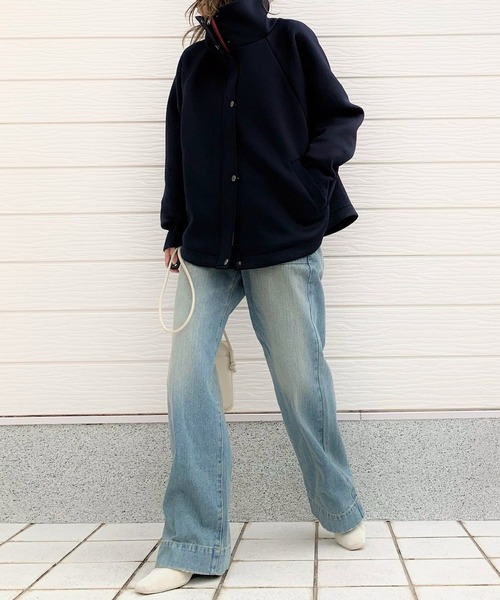 Q（キュー）の「ダンボールリラックスブルゾン（ブルゾン・レディース・ベージュ/ネイビー・MEDIUM）」の17枚目の写真