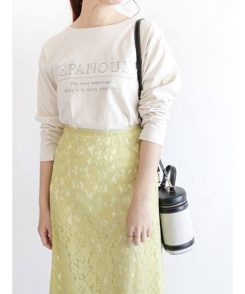 Te chichi(テチチ)の「ロゴプリントTシャツ(Tシャツ/カットソー・レディース・オフホワイト/ネイビー/ベージュ・フリ-)」の3枚目の写真