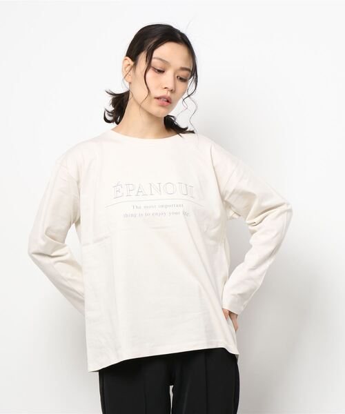 Te chichi(テチチ)の「ロゴプリントTシャツ(Tシャツ/カットソー・レディース・オフホワイト/ネイビー/ベージュ・フリ-)」の6枚目の写真