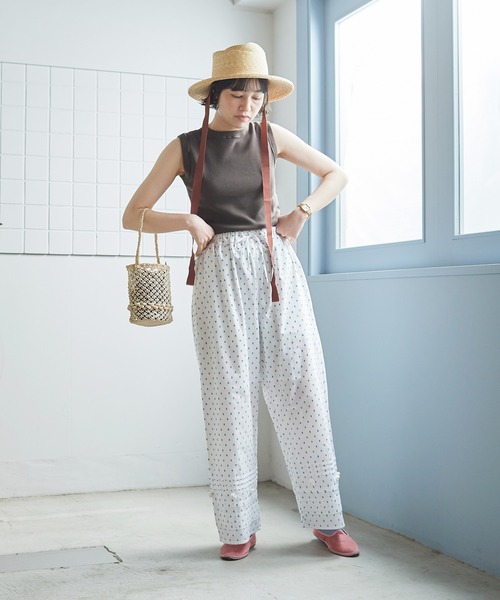 bulle de savon(ビュルデサボン)の「●dotジャガード お花付きタックパンツ(その他パンツ・レディース・ブラック/ホワイト・FREE)」の11枚目の写真