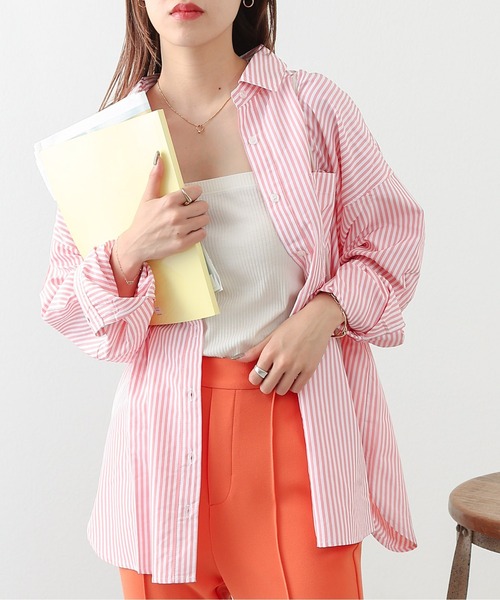 COLONY 2139（コロニートゥーワンスリーナイン）の「【新色追加】ストライプ長袖シャツ / カラーストライプビッグシャツ（シャツ/ブラウス・レディース・ブルー/グリーン/ブルー系その他/ピンク/オレンジ・FREE）」の5枚目の写真